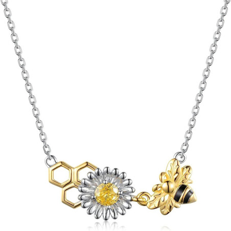 Collar Abeja con Flor Dorada | Joyería Original y Delicada