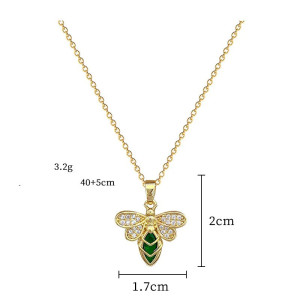 Collar Abeja Dorado y Verde Esmeralda | Joya Luminosa Única