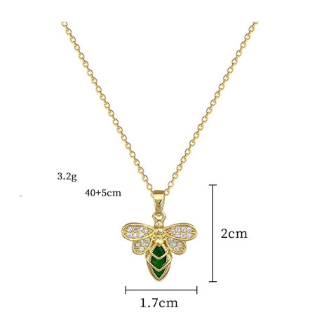 Collar Abeja Dorado y Verde Esmeralda | Joya Luminosa Única