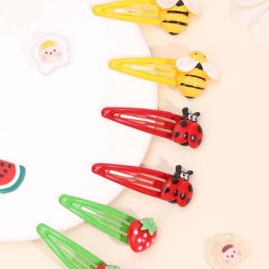 Pasadores Abeja y Frutas | Set de 6 Accesorios Pelo Coloridos