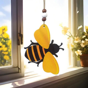 Móvil Colgante Abeja y Carrillón de Madera: ¡Decoración Natural!