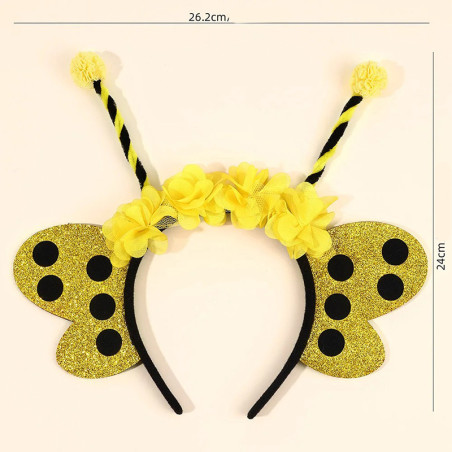 Diadema Abeja con Flores y Lentejuelas | Disfraz Original