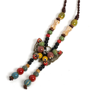 Collar Bohemio Mariposa "Sueños Bohemios" con Cuentas Colores