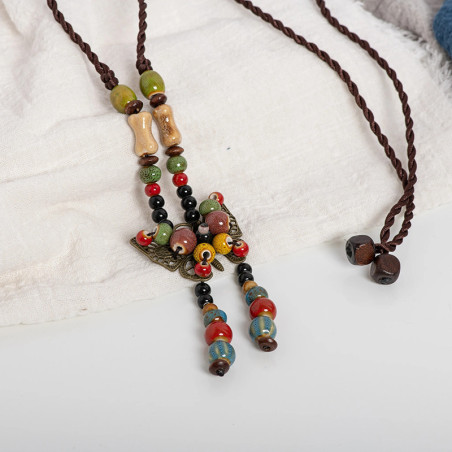 Collar Bohemio Mariposa "Sueños Bohemios" con Cuentas Colores