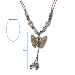 Collar Bohemio Mariposa - Cuentas de Colores y Piedras Elegantes