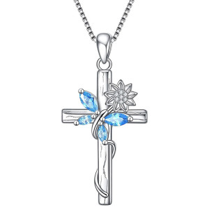 Collar Cruz Floral Mariposa Azul | Joya Espiritual y Elegante