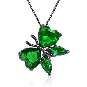 Collar Mariposa Esmeralda Nocturna - Joya Gótica Negra y Verde