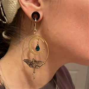 Pendientes Mariposa Luna Esmeralda | Joyas Elegantes y Místicas