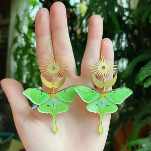 Pendientes Mariposa Sol Verde - Joyas Bohemias Celestiales