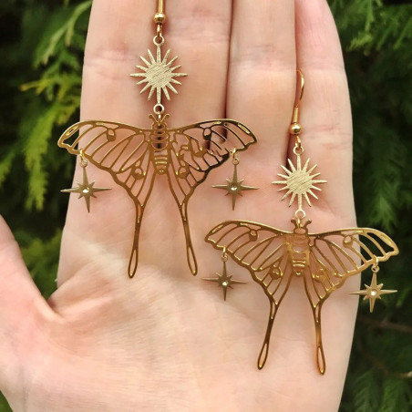 Pendientes Mariposa Sol Estrellado - Joyas Doradas Celestiales!