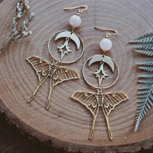Pendientes Mariposa Luna Estelar | Joyas Originales Bohemias