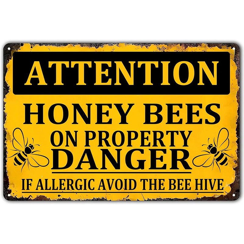 Letrero Metálico Abeja – Atención Colmena | Señal Apicultura
