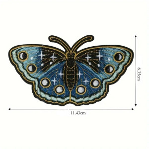 Parche Bordado Mariposa - Azul Zafiro Galaxia - Termoadhesivo!