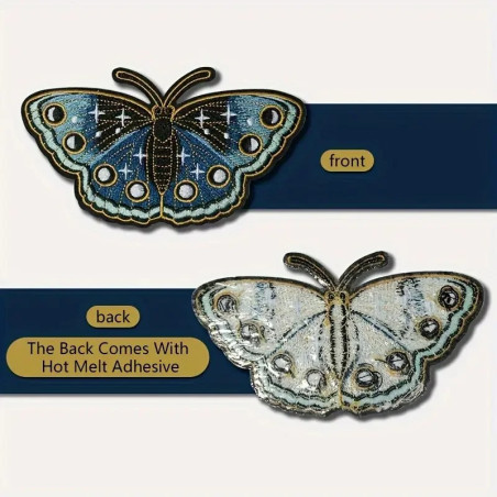 Parche Bordado Mariposa - Azul Zafiro Galaxia - Termoadhesivo!