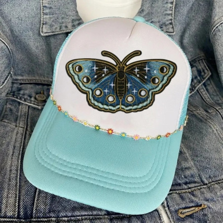 Parche Bordado Mariposa - Azul Zafiro Galaxia - Termoadhesivo!