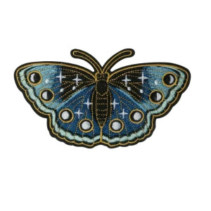 Parche Bordado Mariposa - Azul Zafiro Galaxia - Termoadhesivo!