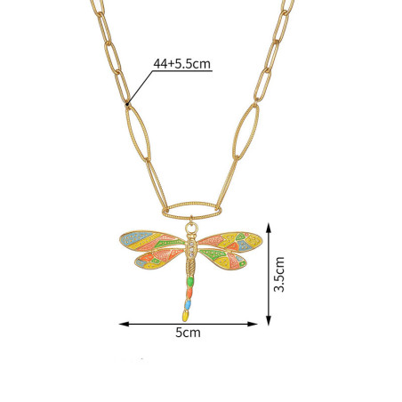 Collar Libélula Dorada - Colgante Esmaltado - Joya Fantasía