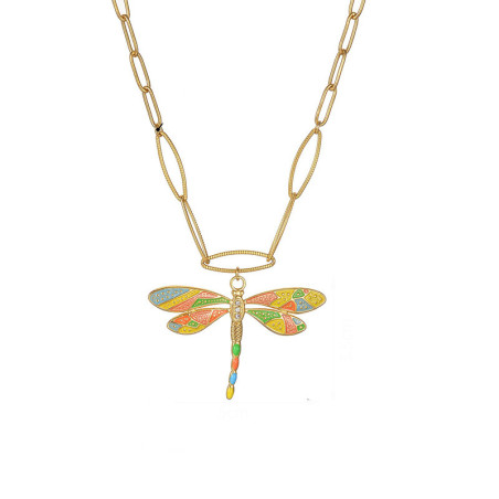 Collar Libélula Dorada - Colgante Esmaltado - Joya Fantasía