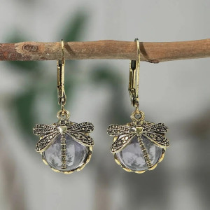 Pendientes de Libélula: ¡Elegancia Natural en Cristal de Color!