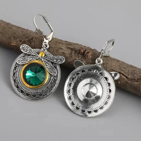 Pendientes Libélula Real Esmeralda - Joya Vintage y Original