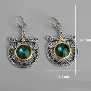 Pendientes Libélula Real Esmeralda - Joya Vintage y Original