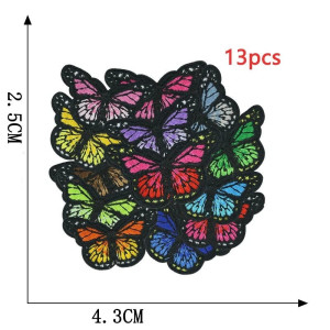 Lote 14 Mini Parches de Mariposa Bordados ¡Termoadhesivos!