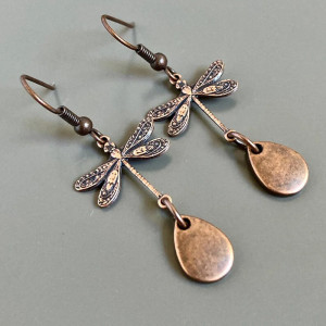 Pendientes Libélula Elegancia Antigua | Joya Vintage Bronce