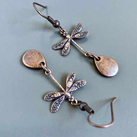 Pendientes Libélula Elegancia Antigua | Joya Vintage Bronce
