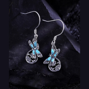 Pendientes Libélula Turquesa - Joya de Plata Estilo Bohemio