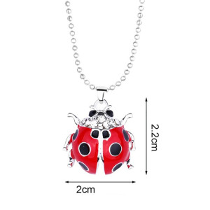 Collar Mariquita Reina Escarlata - Joya Roja y Plata Amuleto