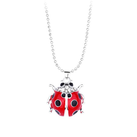 Collar Mariquita Reina Escarlata - Joya Roja y Plata Amuleto