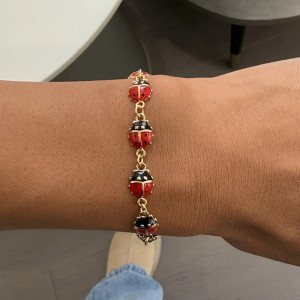 Pulsera Mariquita de la Suerte | Joya Dorada Original Mujer