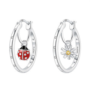 Pendientes Mariquita & Margarita Plata 925 | Idea Regalo Mujer