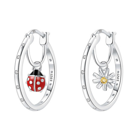 Pendientes Mariquita & Margarita Plata 925 | Idea Regalo Mujer