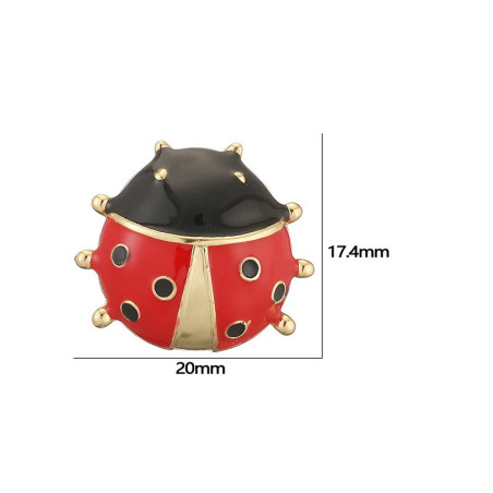 Pendientes de Mariquita Discretos - De Tuerca Rojos & Dorados !