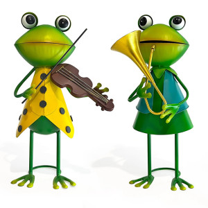 Dúo de Figuras de Ranas Músicas - Decoración Jardín Original