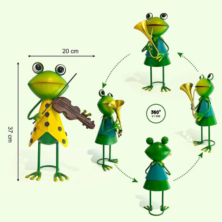 Dúo de Figuras de Ranas Músicas - Decoración Jardín Original