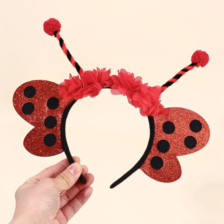 Diadema Mariquita con Alas de Lentejuelas | Accesorio Disfraz