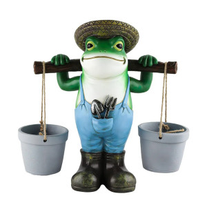 Estatua Rana Jardinera con Macetas | Decoración Jardín Original
