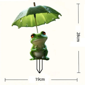 Decoración de Jardín Rana bajo la Lluvia - Impermeable y Resistente