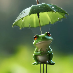 Decoración de Jardín Rana bajo la Lluvia - Impermeable y Resistente