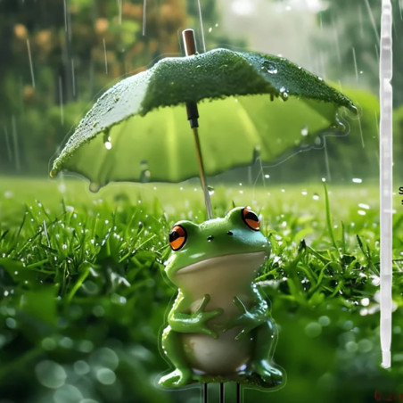 Decoración de Jardín Rana bajo la Lluvia - Impermeable y Resistente