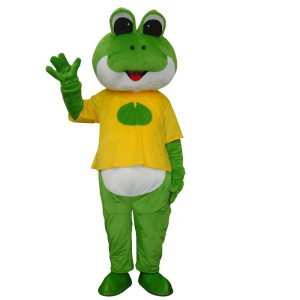 Mascota Rana Croac Hoja Feliz | Disfraz Divertido Verde y Amarillo