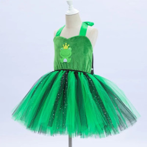 Disfraz Vestido Niña Príncipe Rana Croa-Real - Tutú Verde & Negro