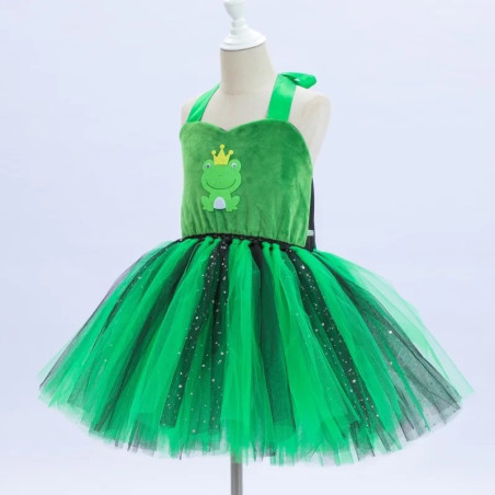 Disfraz Vestido Niña Príncipe Rana Croa-Real - Tutú Verde & Negro