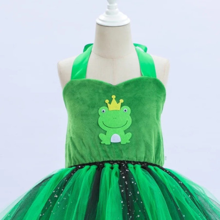 Disfraz Vestido Niña Príncipe Rana Croa-Real - Tutú Verde & Negro