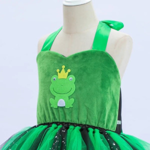 Disfraz Vestido Niña Príncipe Rana Croa-Real - Tutú Verde & Negro
