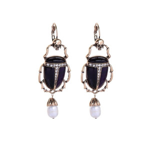 Pendientes Escarabajo Negro - Joya Egipcia Imperial Única