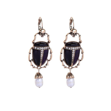 Pendientes Escarabajo Negro - Joya Egipcia Imperial Única