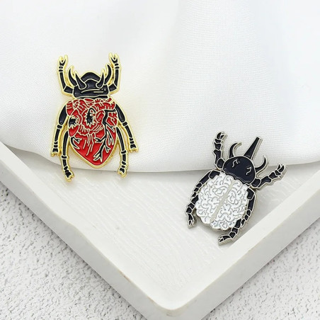 Broche Escarabajo "Corazón & Mente" - Modelos Cerebro y Corazón